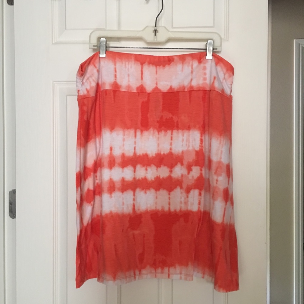 Orange & white cotton skirt